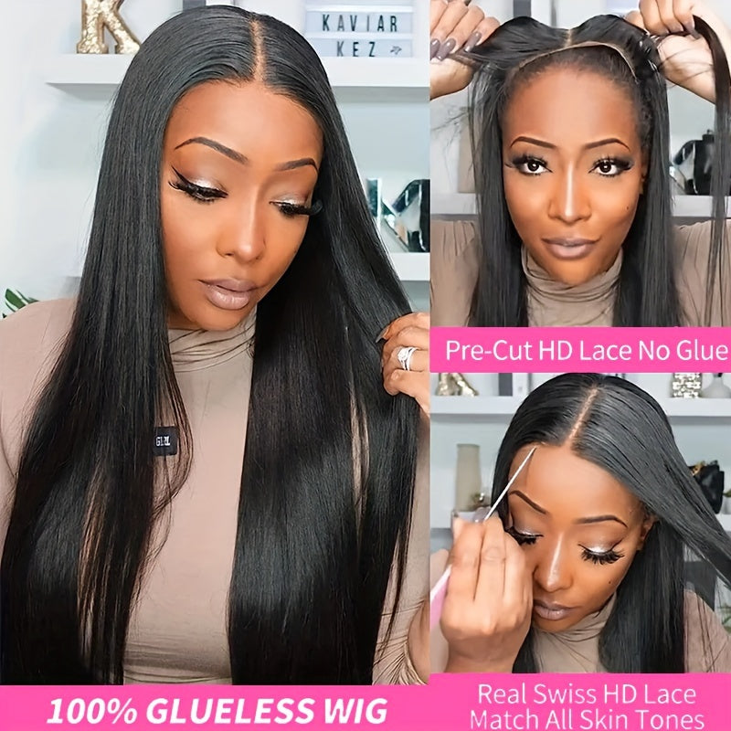 Long 13x6 Glueless Wig Long Straight Wig Human Hair Wig 13x6 Lace Front Human Hair Wig For Women Pre Plucked Natural Hairline With Baby Hair 180% Density
