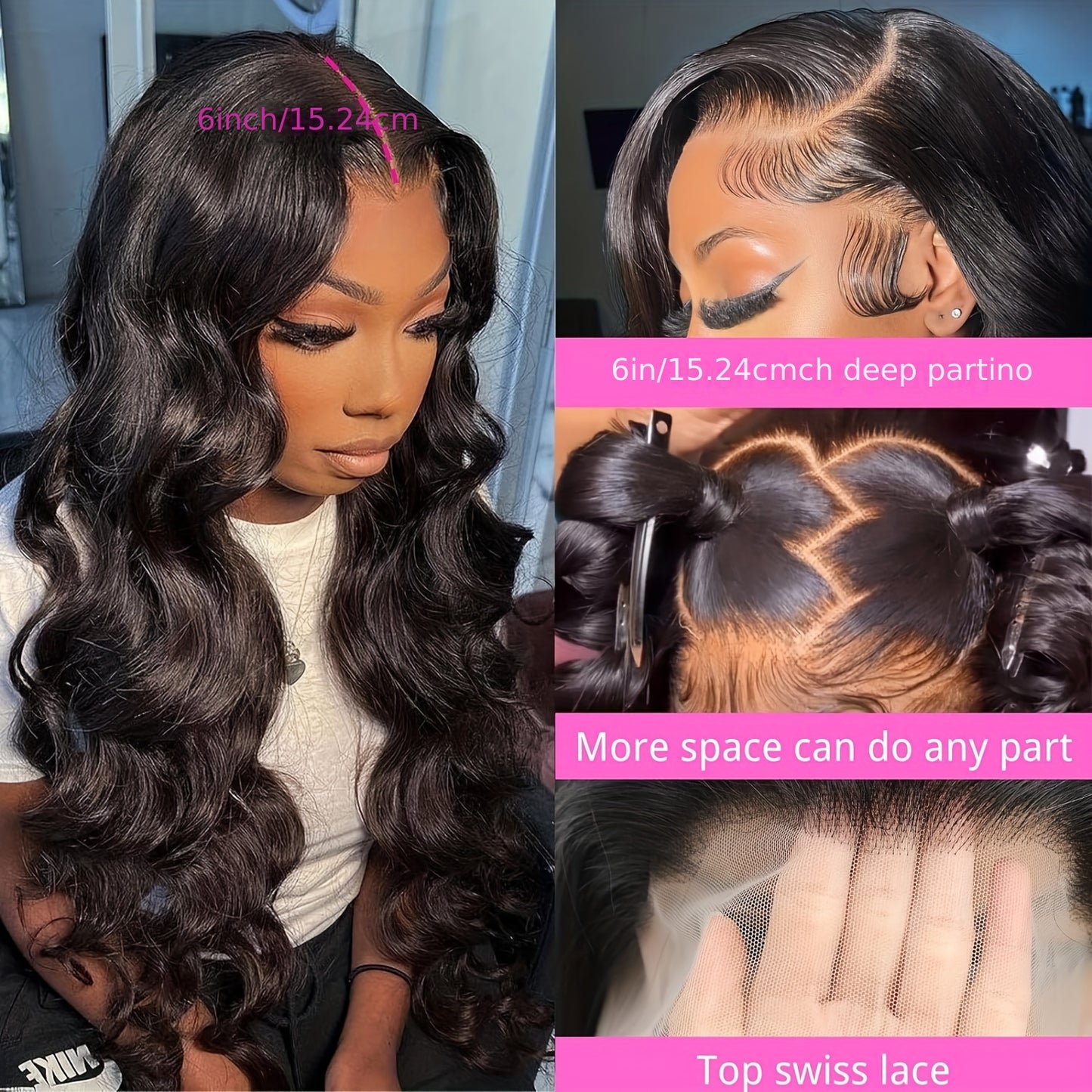 Super Thick Glueless Transparent Lace Front Hair Wigs