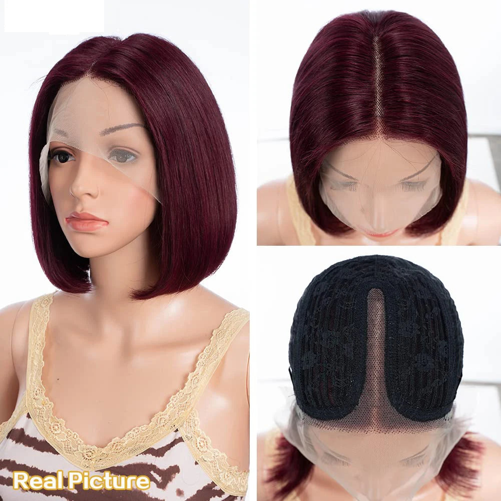 Glueless wigs T Part Lace Front Wig 13*4 Lace Front Human Hair Wigs For Women Closure Wigs 180 Density Short Straight Bob Wigs