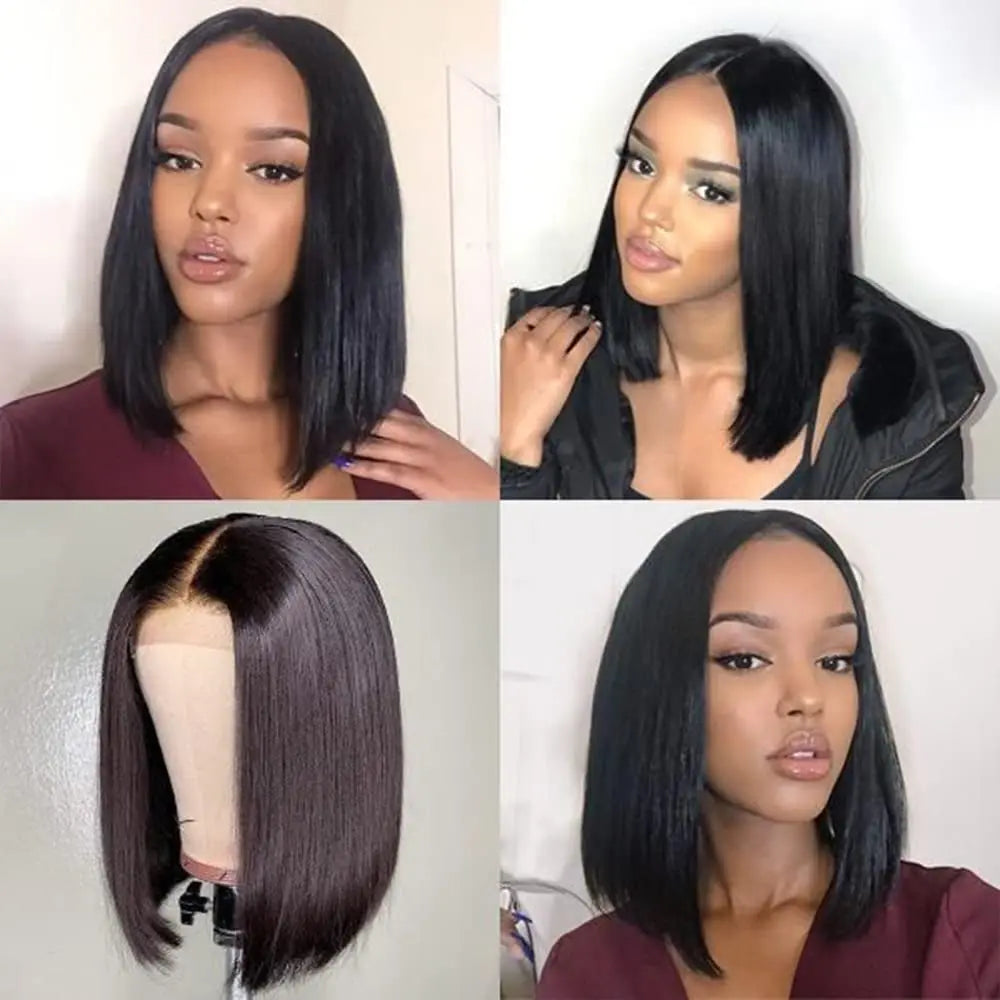 Glueless wigs T Part Lace Front Wig 13*4 Lace Front Human Hair Wigs For Women Closure Wigs 180 Density Short Straight Bob Wigs