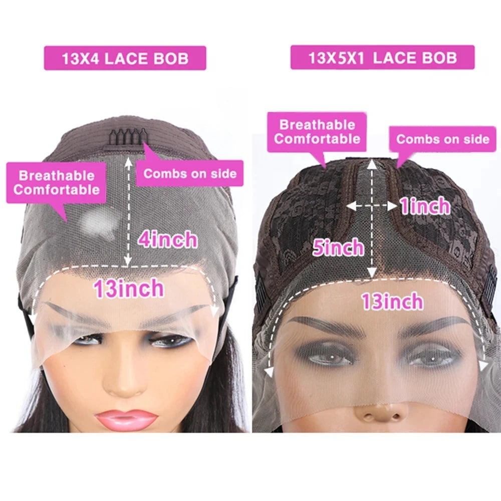 Glueless wigs T Part Lace Front Wig 13*4 Lace Front Human Hair Wigs For Women Closure Wigs 180 Density Short Straight Bob Wigs