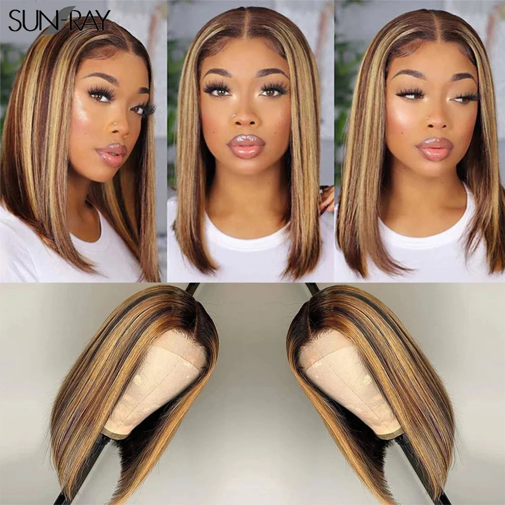 Glueless wigs T Part Lace Front Wig 13*4 Lace Front Human Hair Wigs For Women Closure Wigs 180 Density Short Straight Bob Wigs