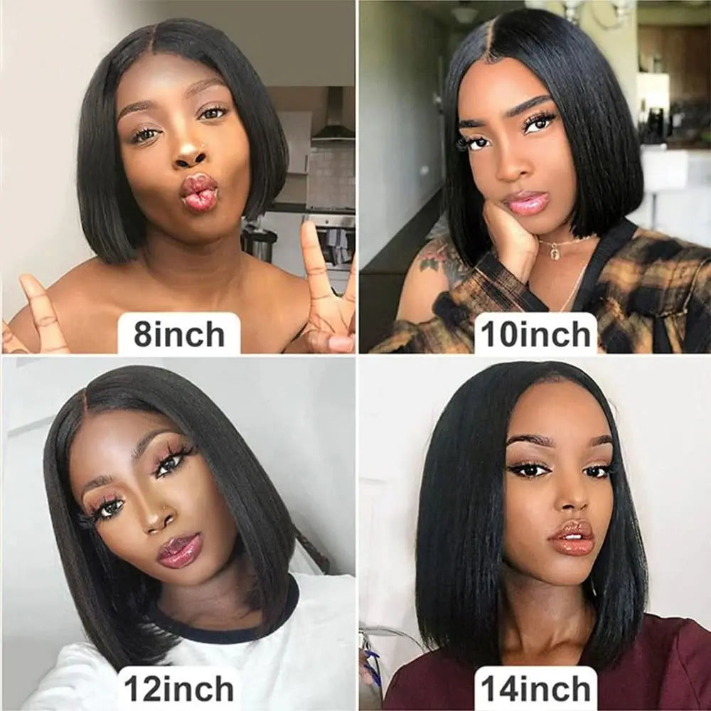 Glueless wigs T Part Lace Front Wig 13*4 Lace Front Human Hair Wigs For Women Closure Wigs 180 Density Short Straight Bob Wigs
