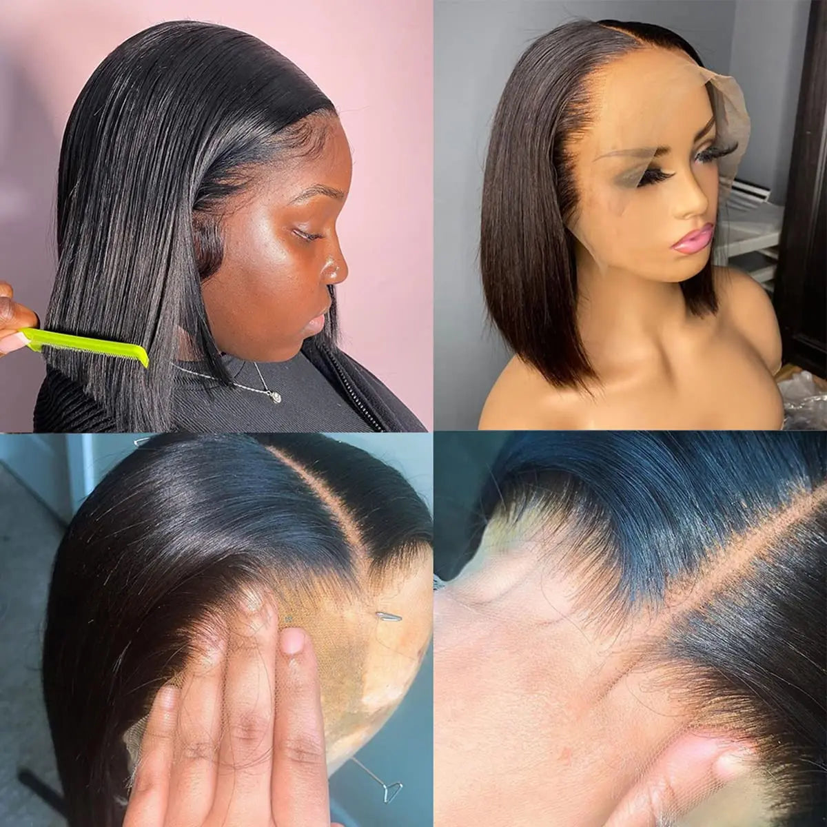 Glueless wigs T Part Lace Front Wig 13*4 Lace Front Human Hair Wigs For Women Closure Wigs 180 Density Short Straight Bob Wigs