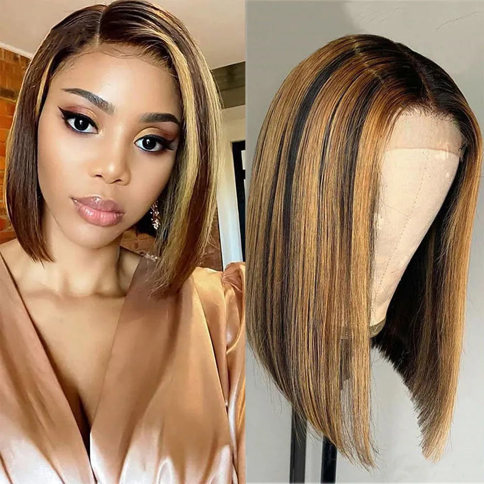 Glueless wigs T Part Lace Front Wig 13*4 Lace Front Human Hair Wigs For Women Closure Wigs 180 Density Short Straight Bob Wigs