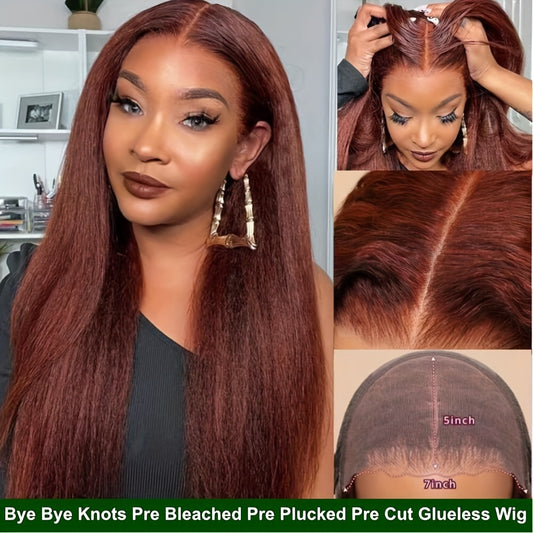 Glueless Reddish-Brown Straight Wig