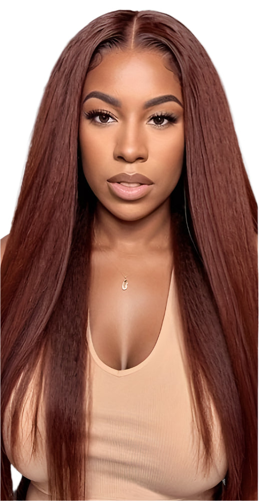 Glueless Reddish-Brown Straight Wig